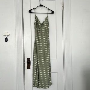 NWOT Verge Girl green midi polka dot dress